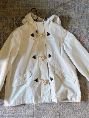 Boden Cream and Heather Gray Lined Toggle Jacket